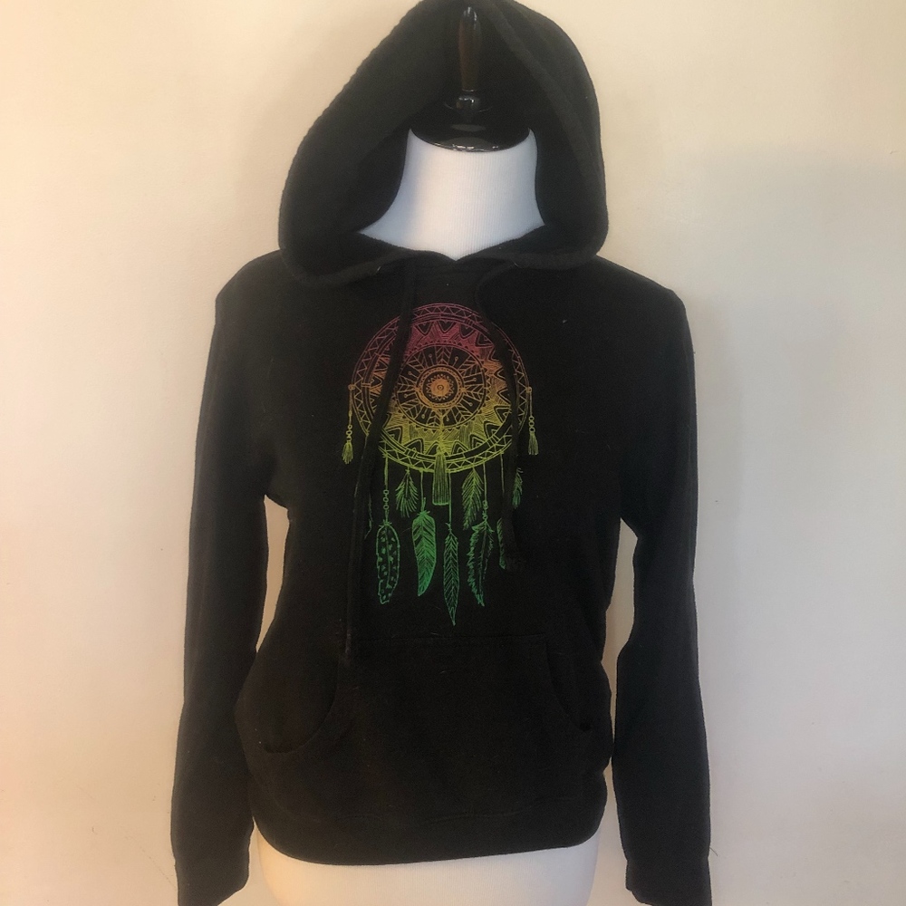 BLACK AND MULTI COLOR DREAMCATCHER HOODIE